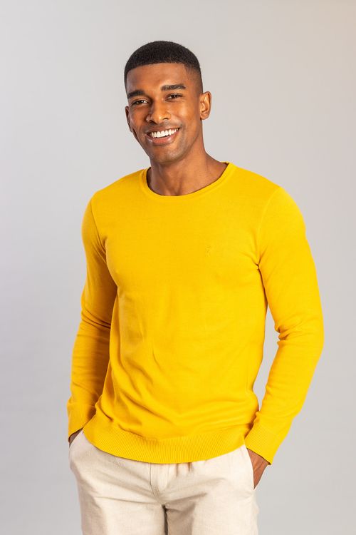 Suéter Tricot Basic Color - Amarelo