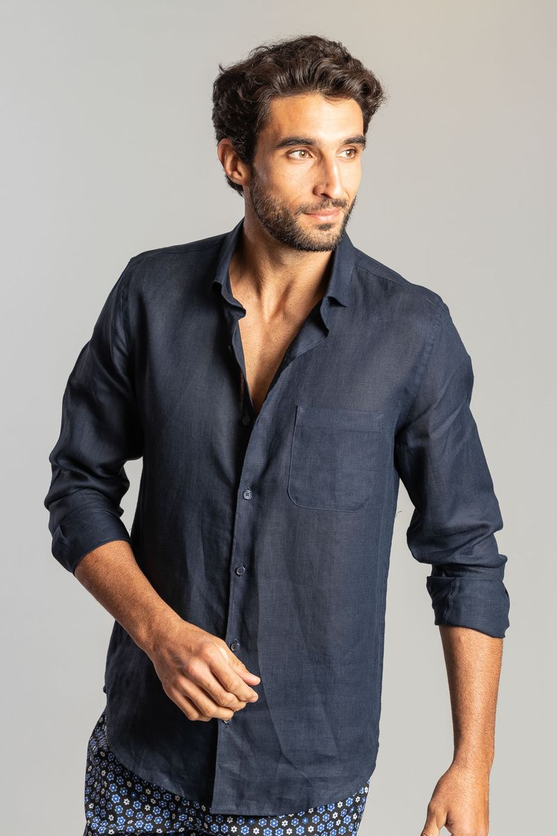 Camisa de best sale linho puro masculina