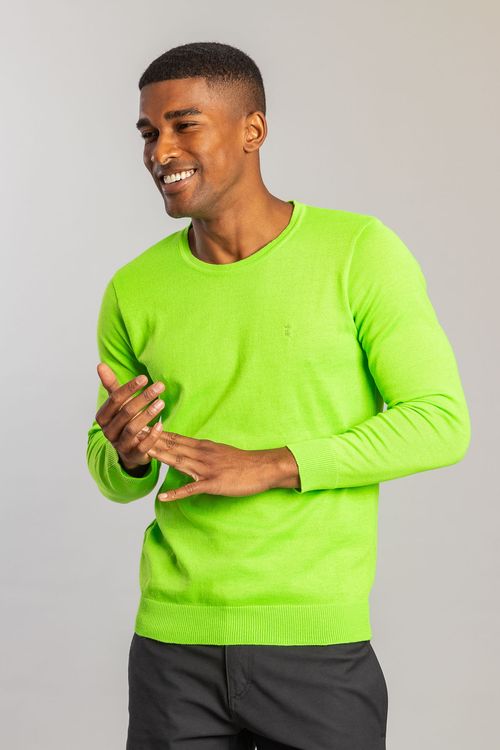 Suéter Tricot Basic Color - Verde Limao