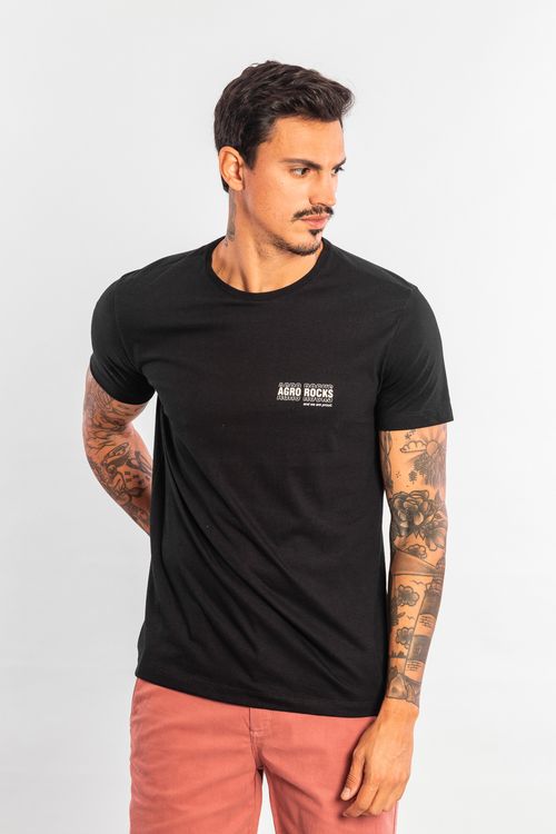 Camiseta Malha Estampa Agro Rocks - Preto