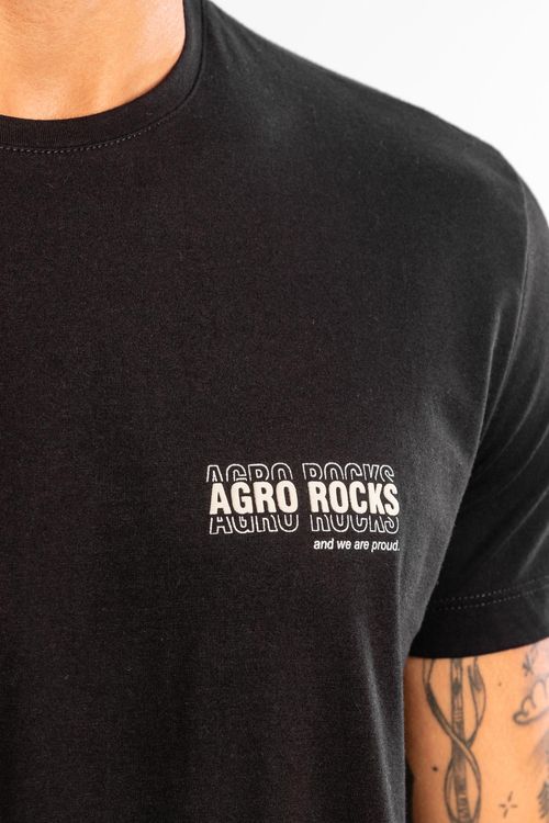 Camiseta Malha Estampa Agro Rocks - Preto
