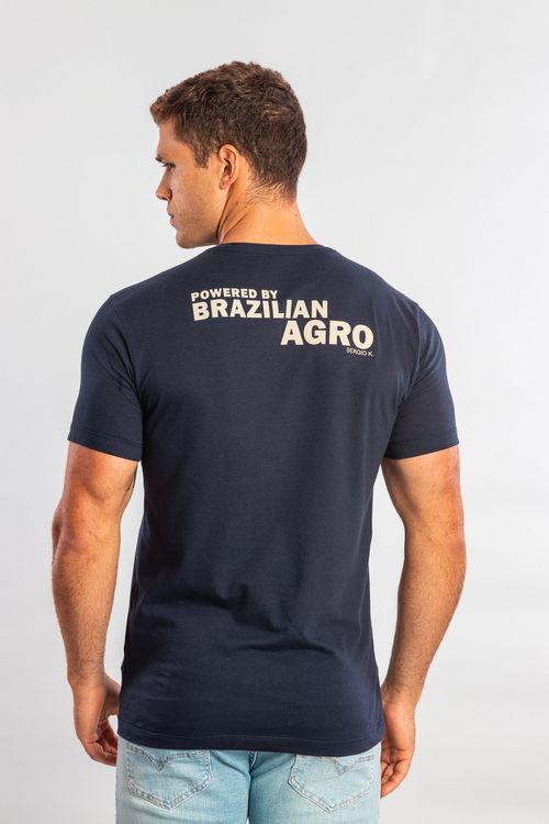 Camiseta Malha Estampa Powered Br Agro - Marinho