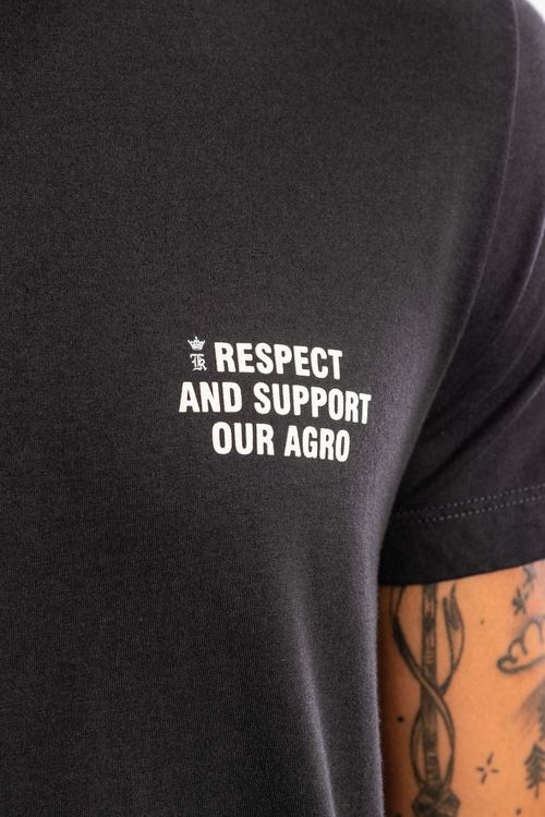 Camiseta Malha Estampa Support Agro - Off Black