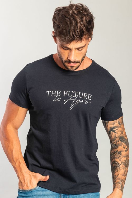 Camiseta Malha Estampa Future Is Agro - Marinho