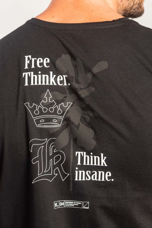 Camiseta Malha Estampa Logo Thinker - Preto