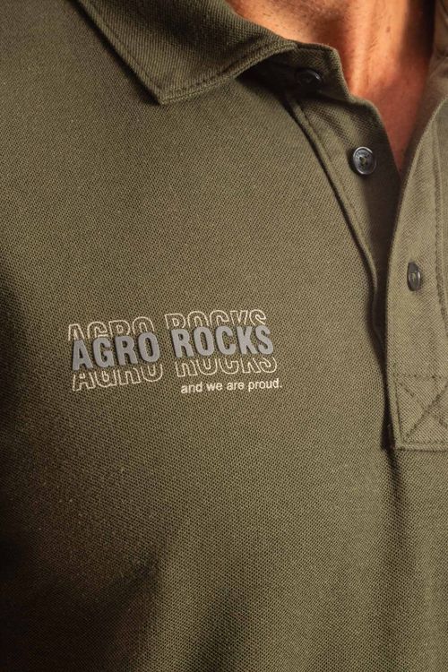 Camisa Polo Piquet Estampa Agro Rocks - Verde Musgo
