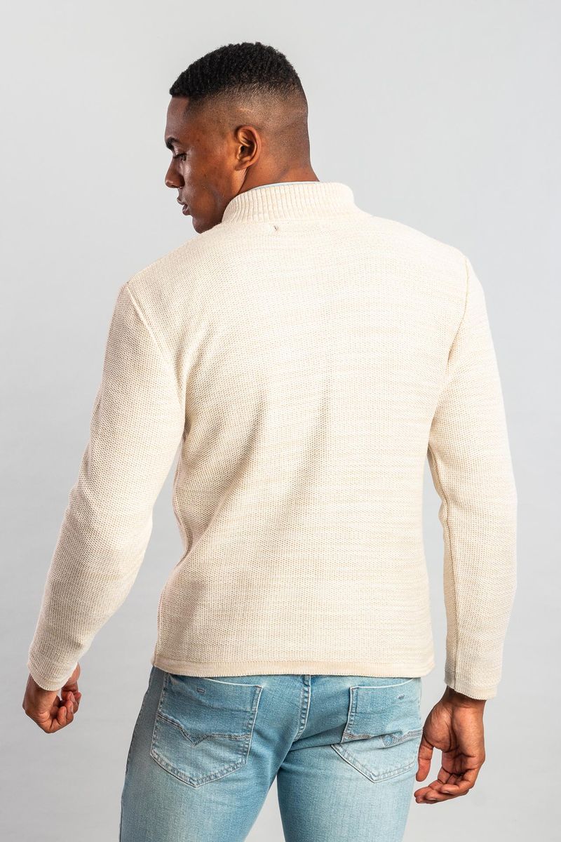 Tricot Meio Ziper Classic - Off White - Sergio K. Tricot Meio Ziper Classic - Off White - Sergio K.