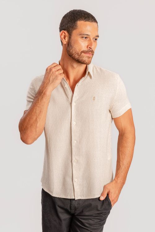 Camisa Viscolinho Blocks S25 - Caqui