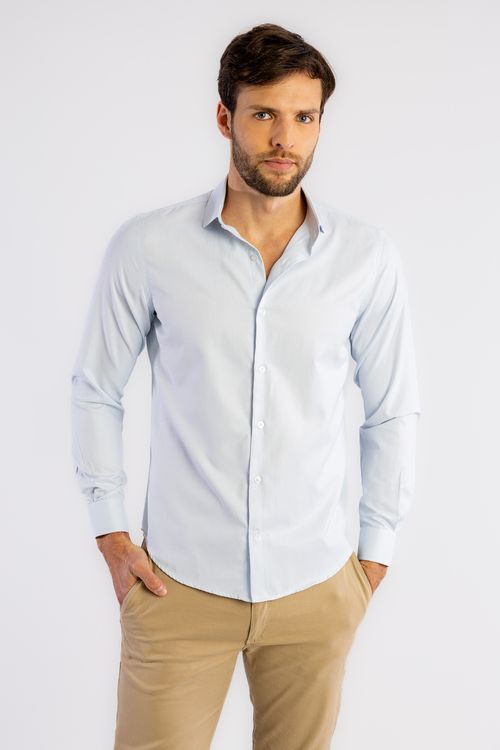 Camisa Maquineta Algodão Egípcio W25 - Azul Claro