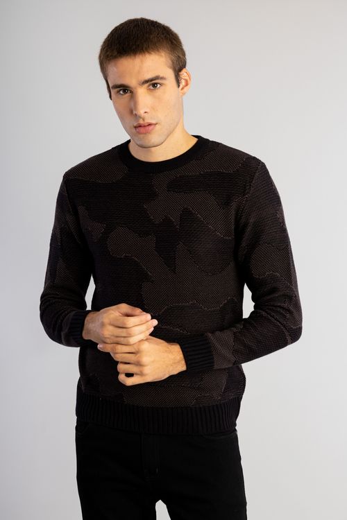 Suéter Tricot Camuflado W25 - Preto