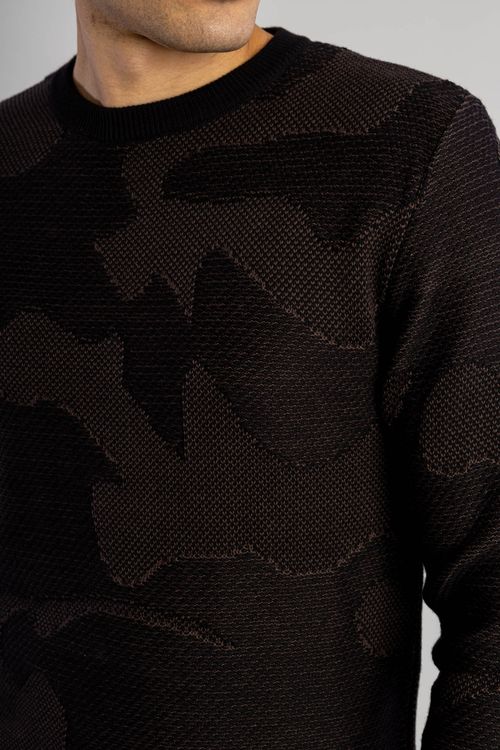 Suéter Tricot Camuflado W25 - Preto