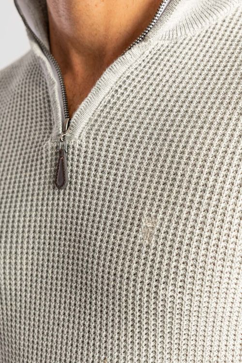 Tricot Waffle Meio Zíper W25 - Mescla