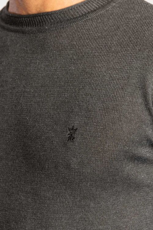 Suéter Tricot Recorte W25 - Mescla Escuro