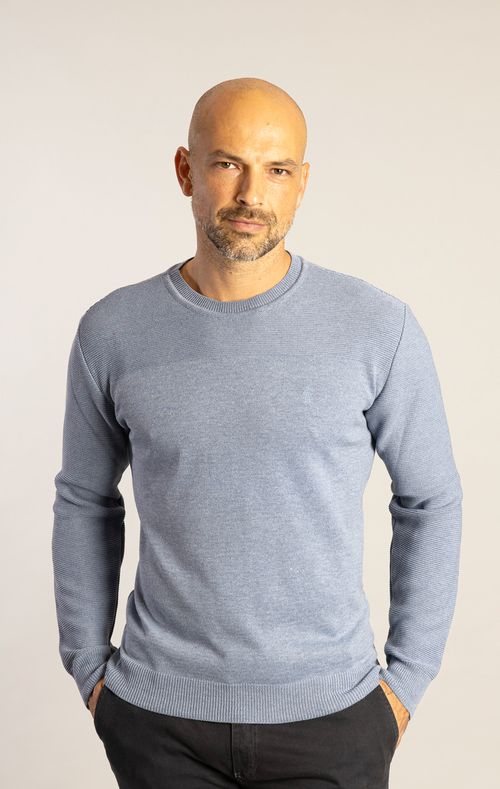 Sueter Tricot Recorte Gola Careca W25 - Azul