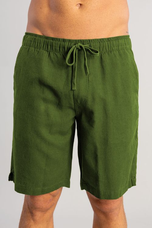 Bermuda Elástico Linho S26 - Verde Musgo