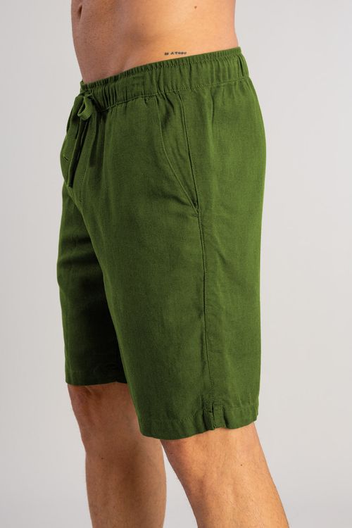 Bermuda Elástico Linho S26 - Verde Musgo
