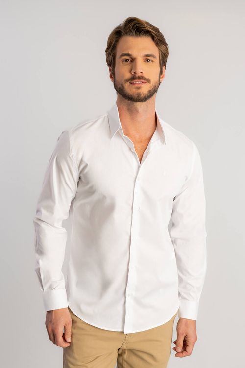 Camisa Tricoline Elastano W25 - Branco