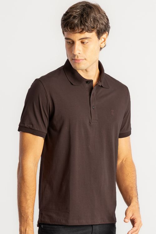 Camisa Polo Jacquard Coffee - Café