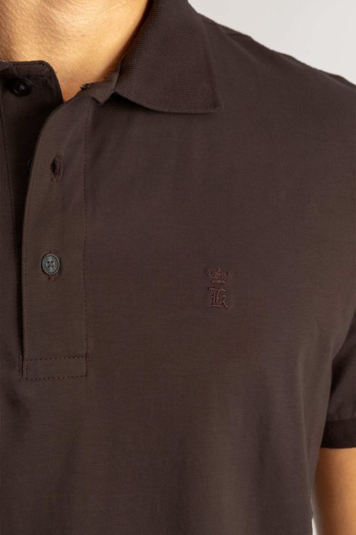 Camisa Polo Jacquard Coffee - Café