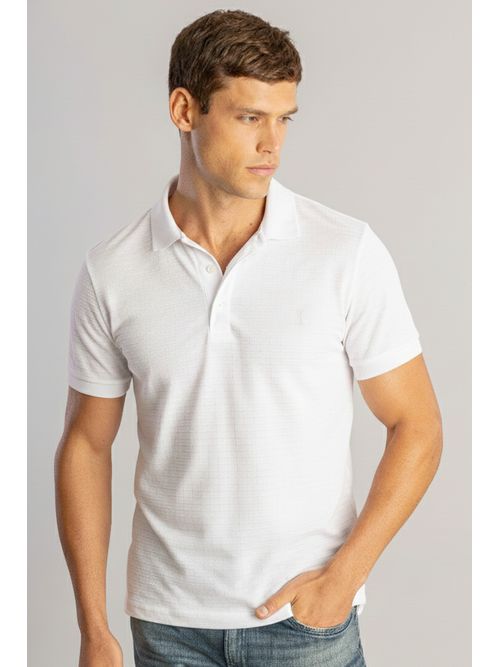 Camisa Polo Jacquard Diamond - Branco